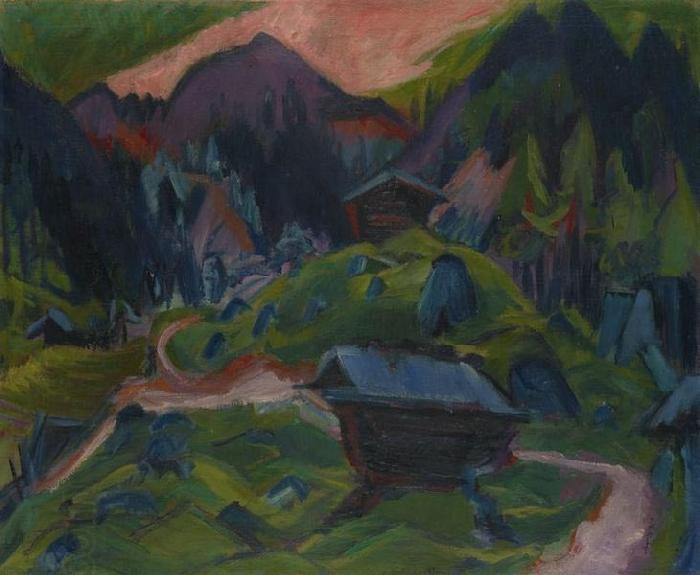Ernst Ludwig Kirchner Kummeralp Mountain and Two Sheds China oil painting art